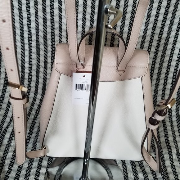 🏝 MAKE AN OFFER  Kate Spade Leila Warm Beige White Backpack Medium - Picture 7 of 11